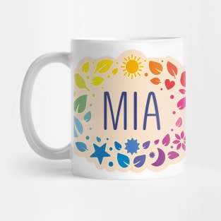 Mia name with colorful leaves Mug